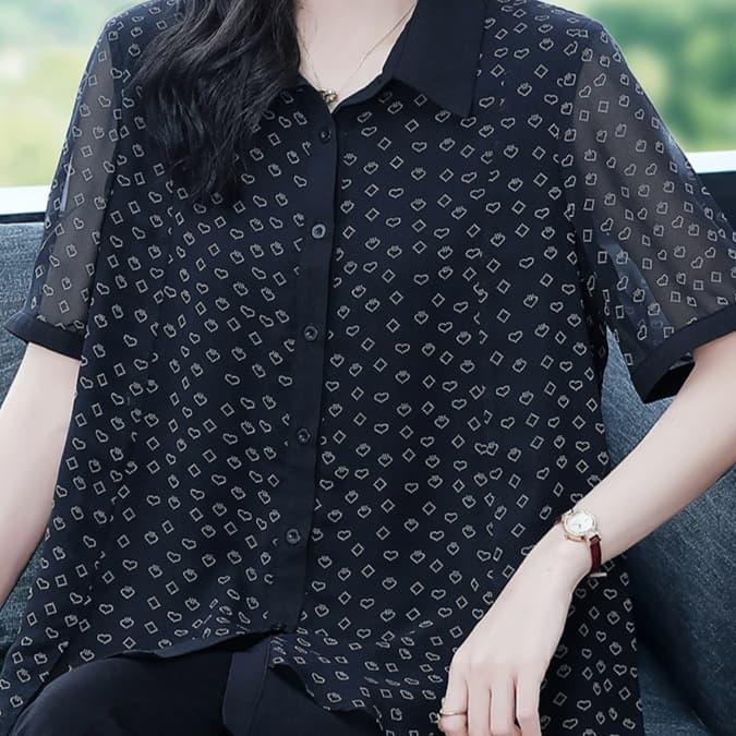 シャツドットコーデ 小紋柄シースルーシャツ