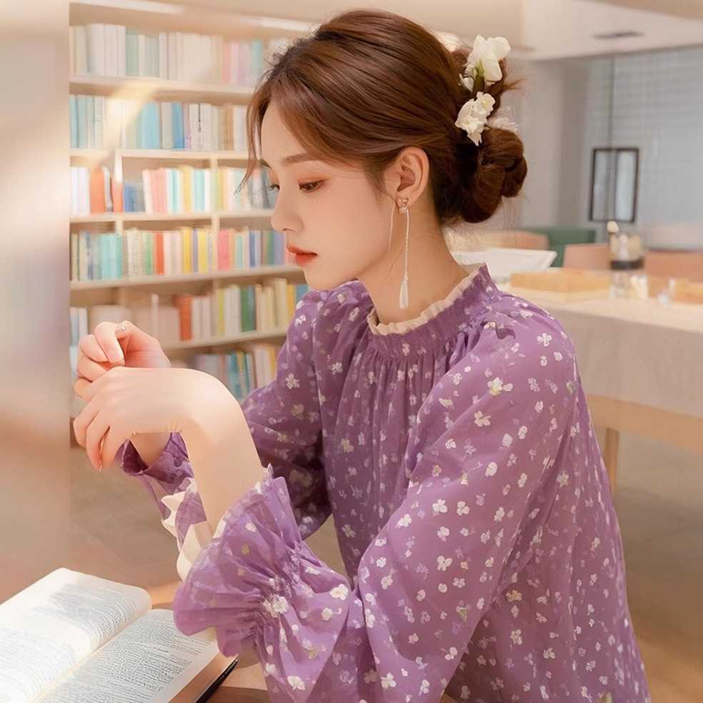 ブラウス ドットコーデ 花模様シアーブラウス