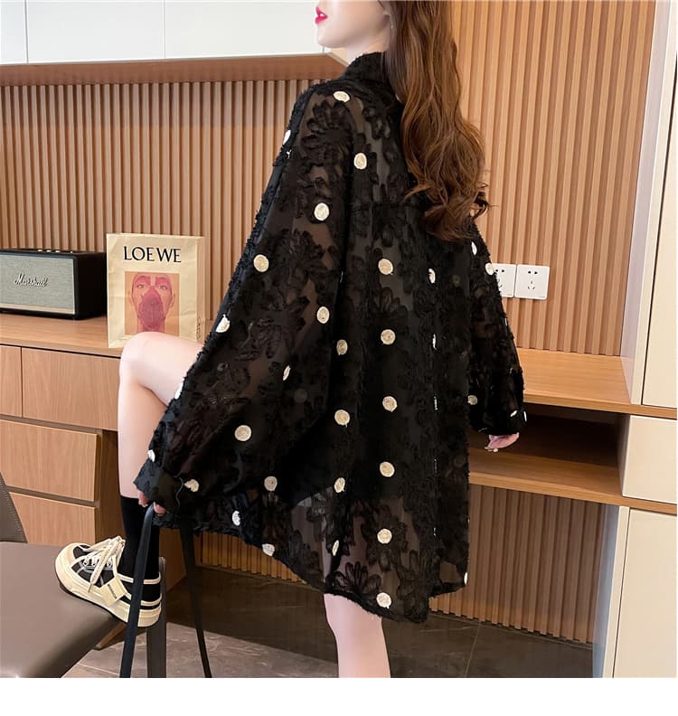 ブラウス ドットコーデ 水玉模様 ゆったりシャツブラウス