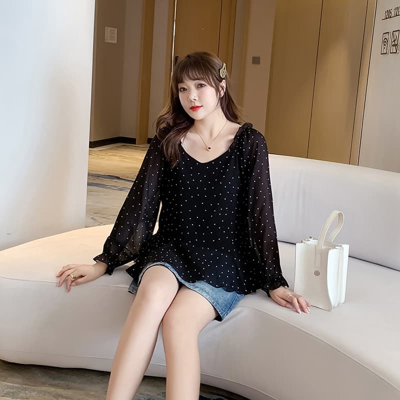 ブラウス ドットコーデ 水玉柄シフォンブラウス