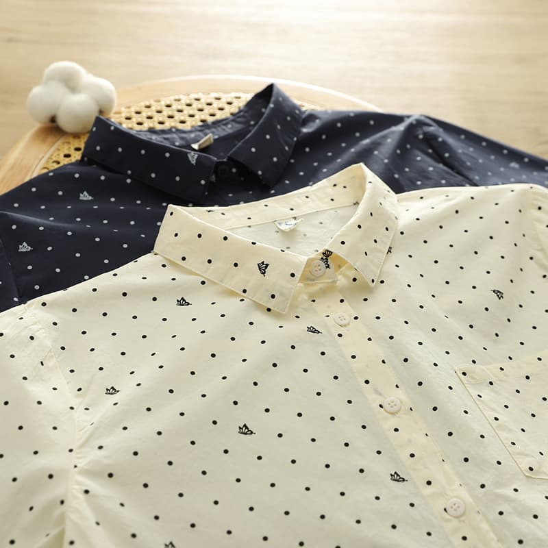 シャツ ドットコーデ 水玉柄の上質コットンボタンダウンシャツ