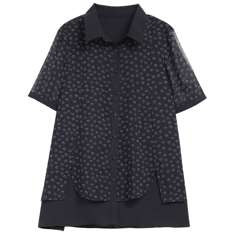 シャツドットコーデ 小紋柄シースルーシャツ
