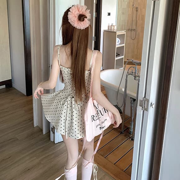 ワンピースドットコーデ 水玉柄フレアワンピース