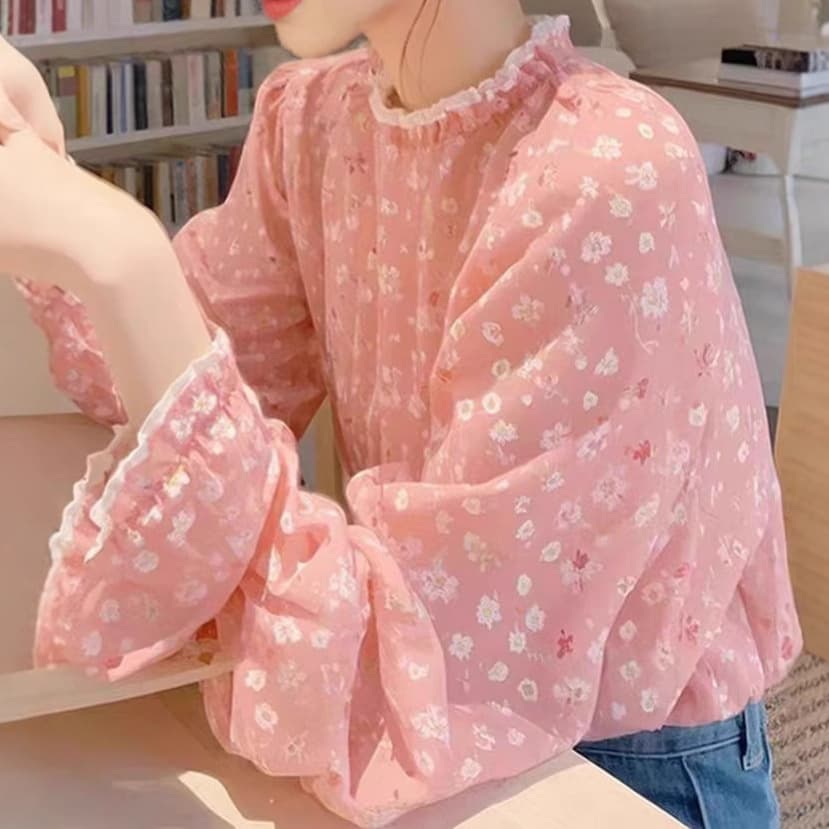 ブラウス ドットコーデ 花模様シアーブラウス