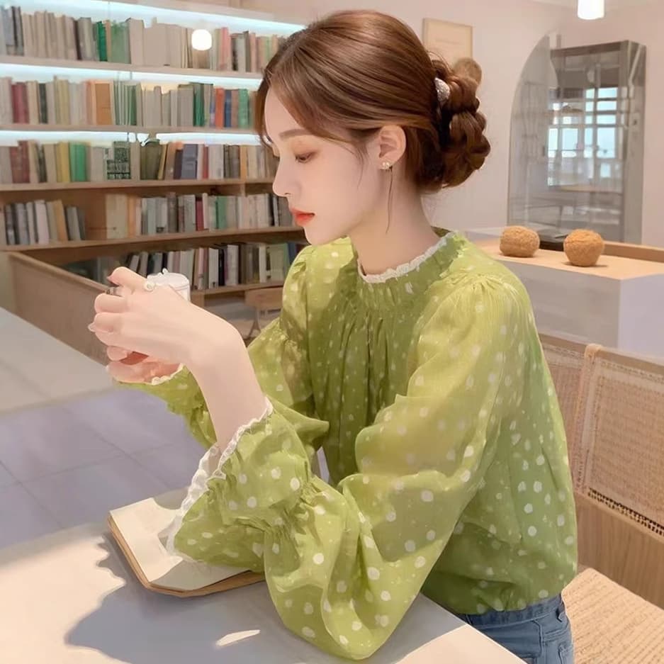 ブラウス ドットコーデ 花模様シアーブラウス